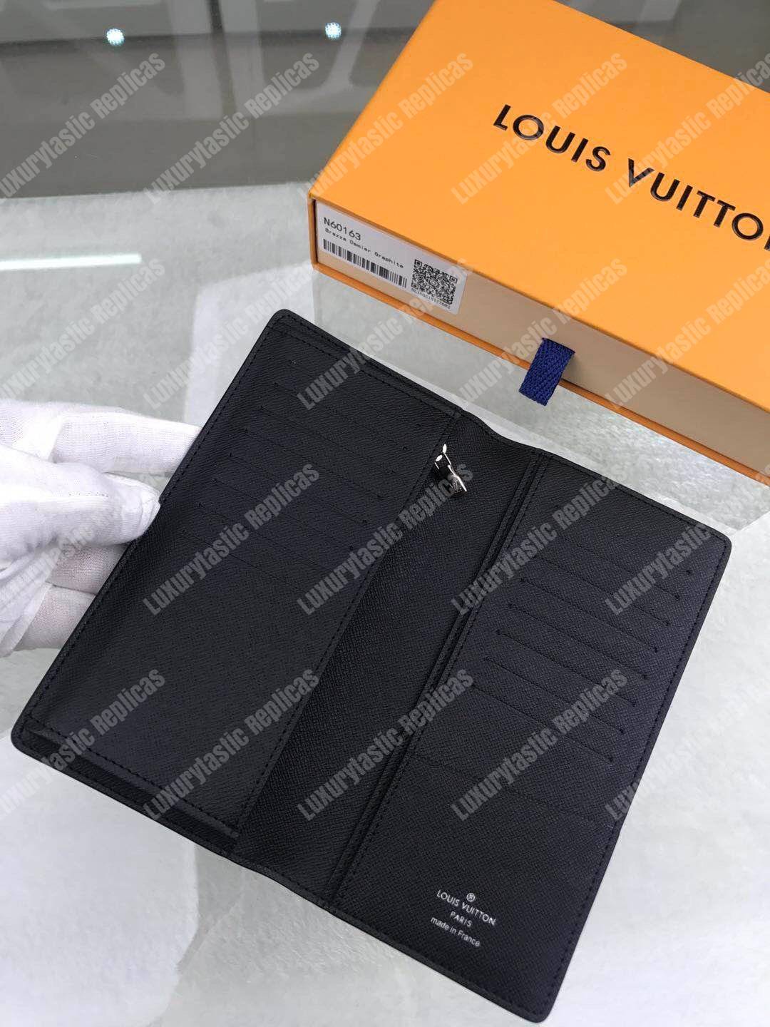 LV Brazza Wallet Damier Graphite Pixel Gray