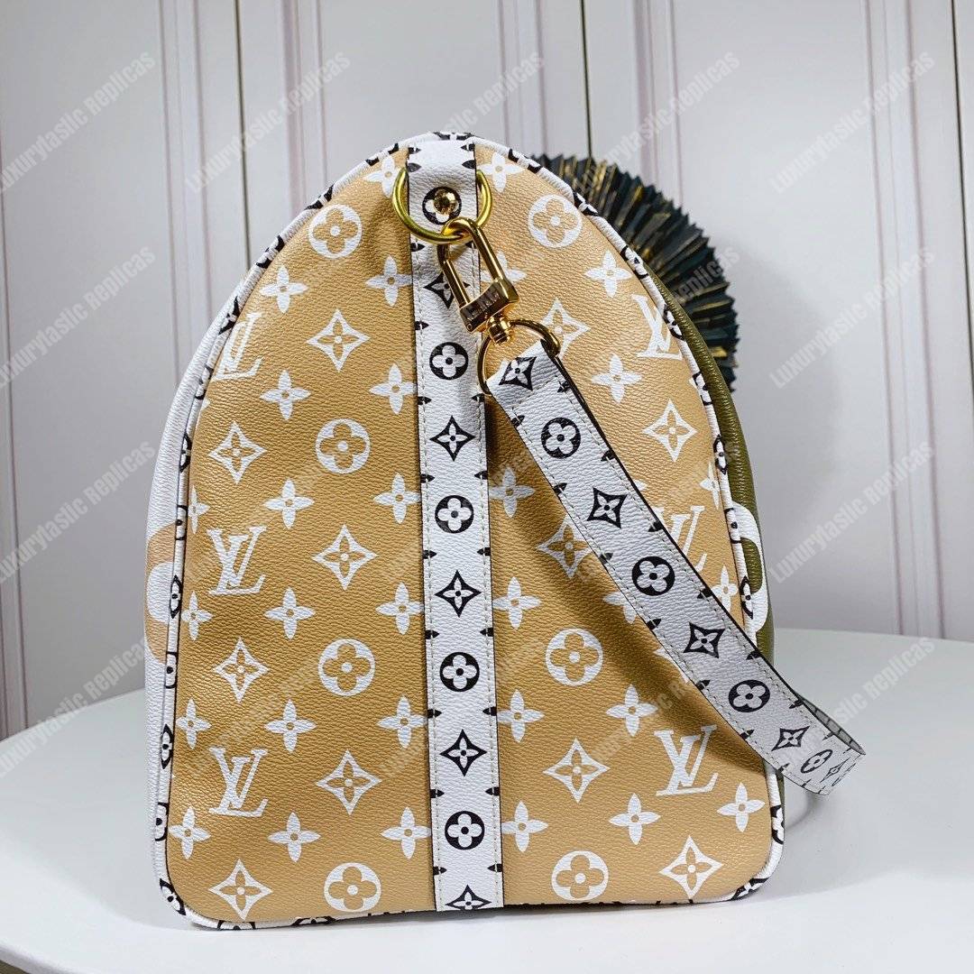 LV Keepall Bandouliere 50 Giant Monogram Green/Beige