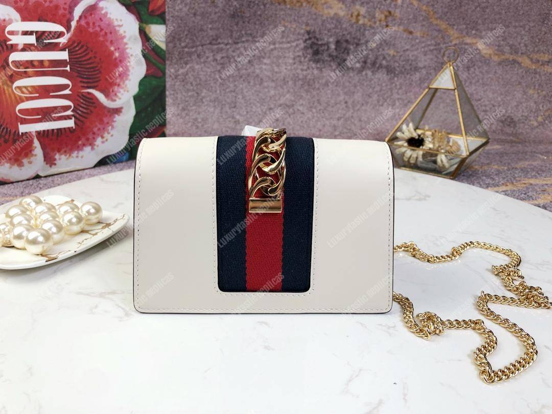 G*u*i sylvie leather mini chain bag white