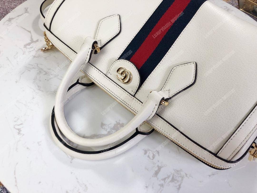 G*u*i ophidia medium top handle bag white