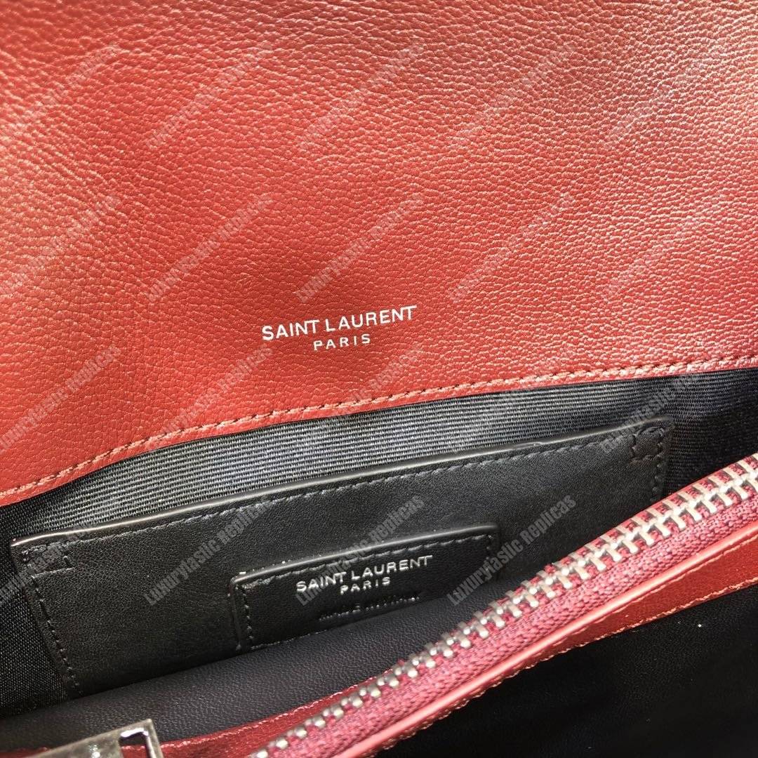 Saint Laurent Classic Medium College Monogram Dark Red Silver-Toned