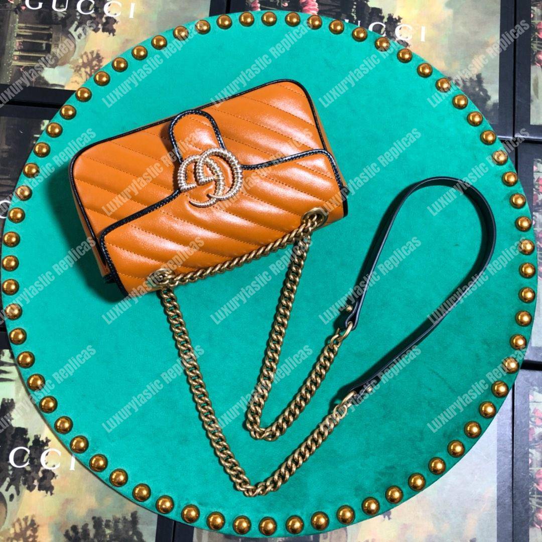 G*u*i gg marmont matelassé mini bag cognac