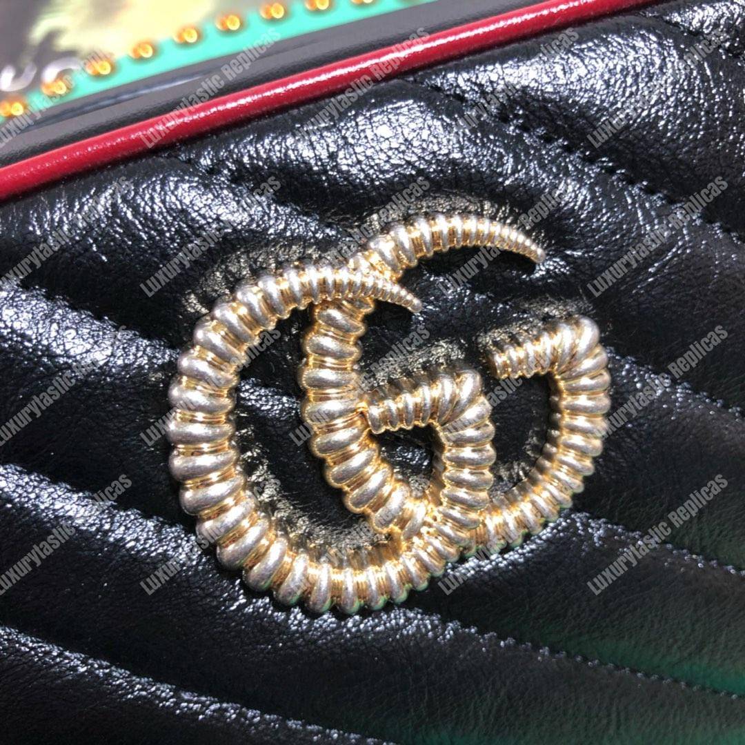 G*u*i gg marmont matelassé small shoulder bag black cerise