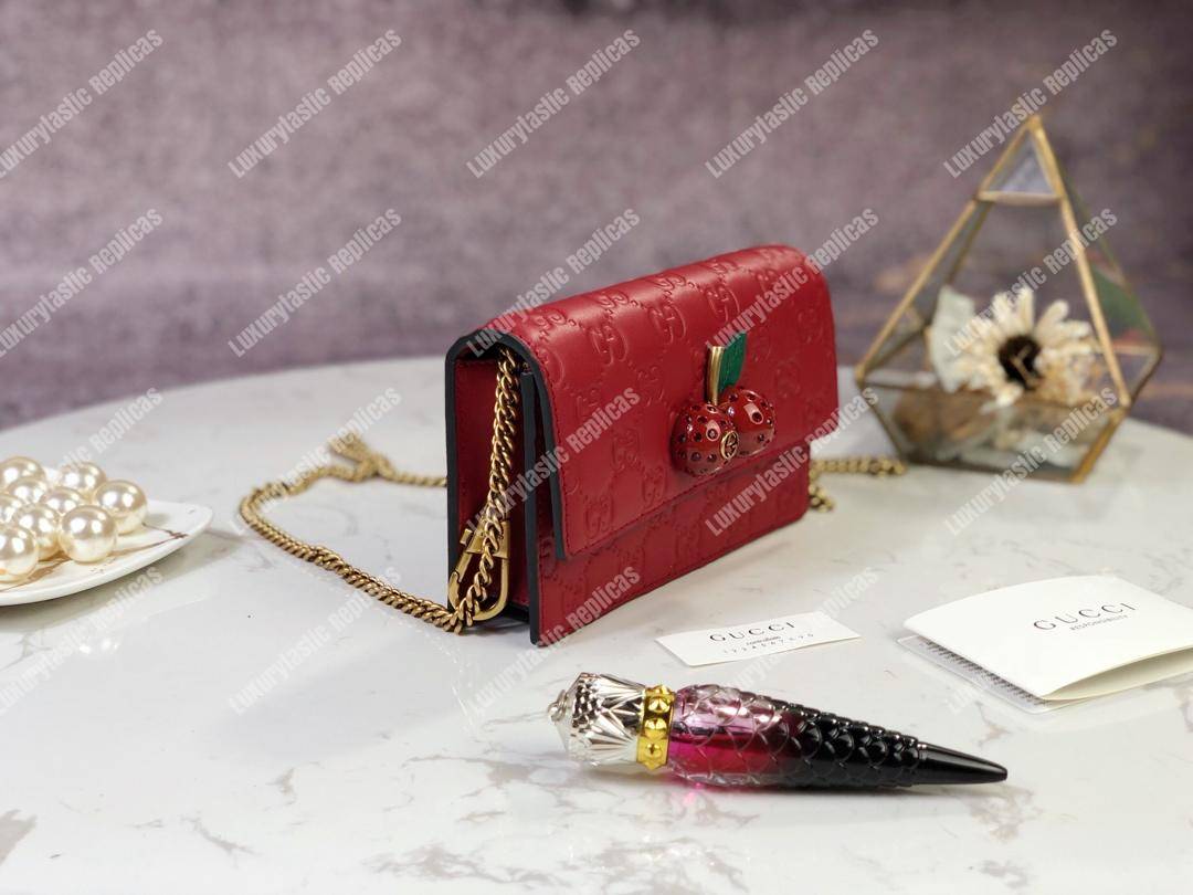 G*u*i signature mini bag with cherries red