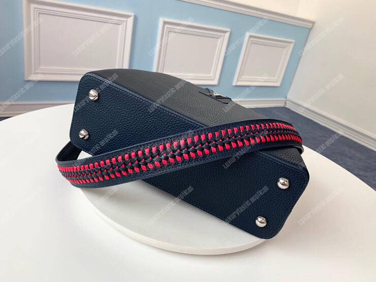LV Capucines PM Handbag Taurillon Leather Navy Blue/Pivoine