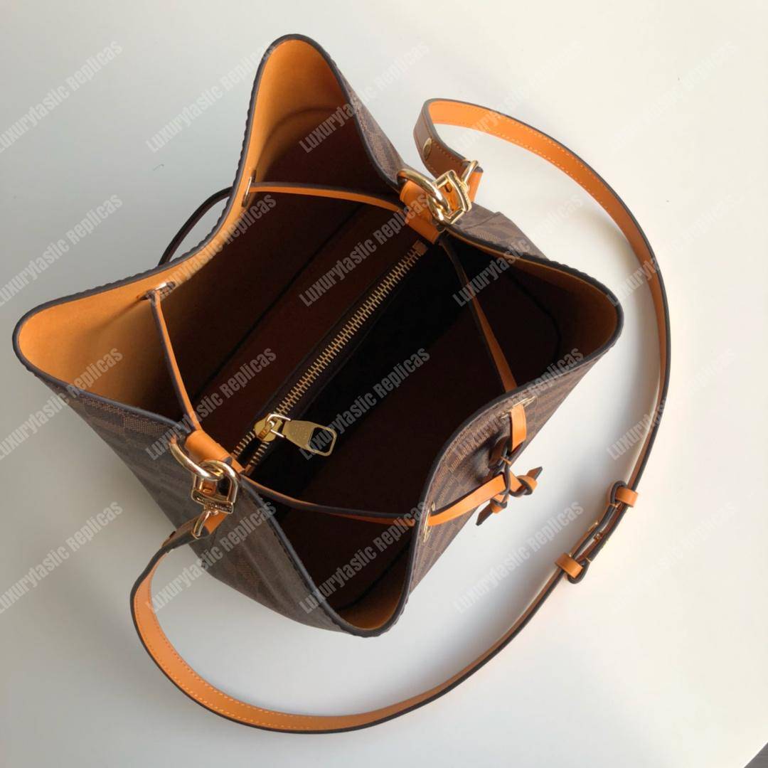 LV NéoNoé Bag Damier Ebene Safran
