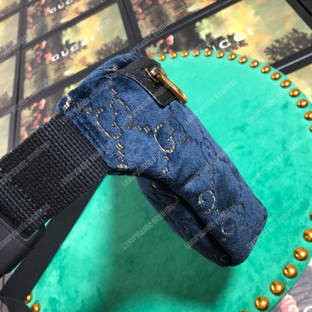 GG Velvet Belt Bag Blue