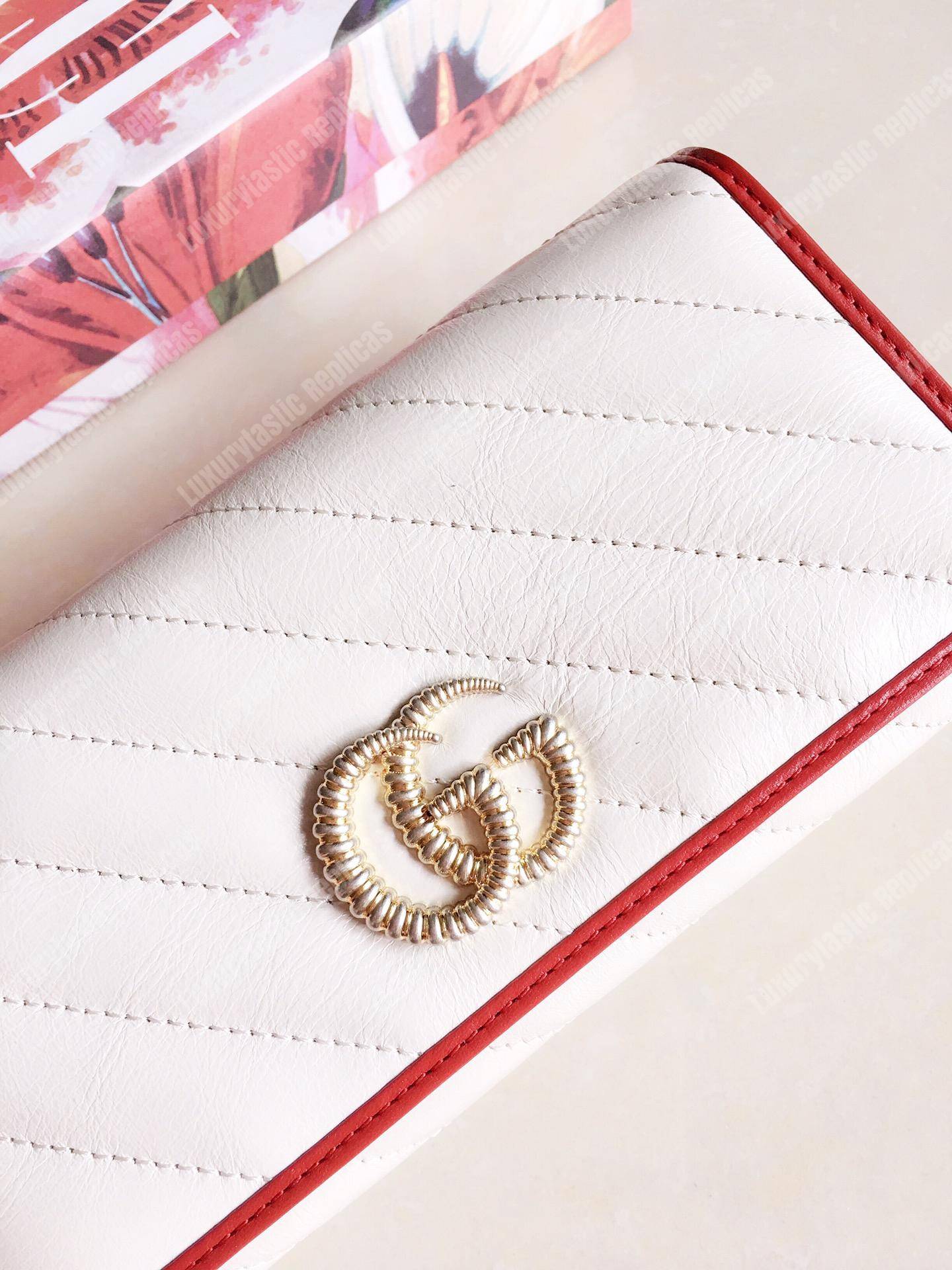 G*u*i gg marmont zip around wallet white matelassé