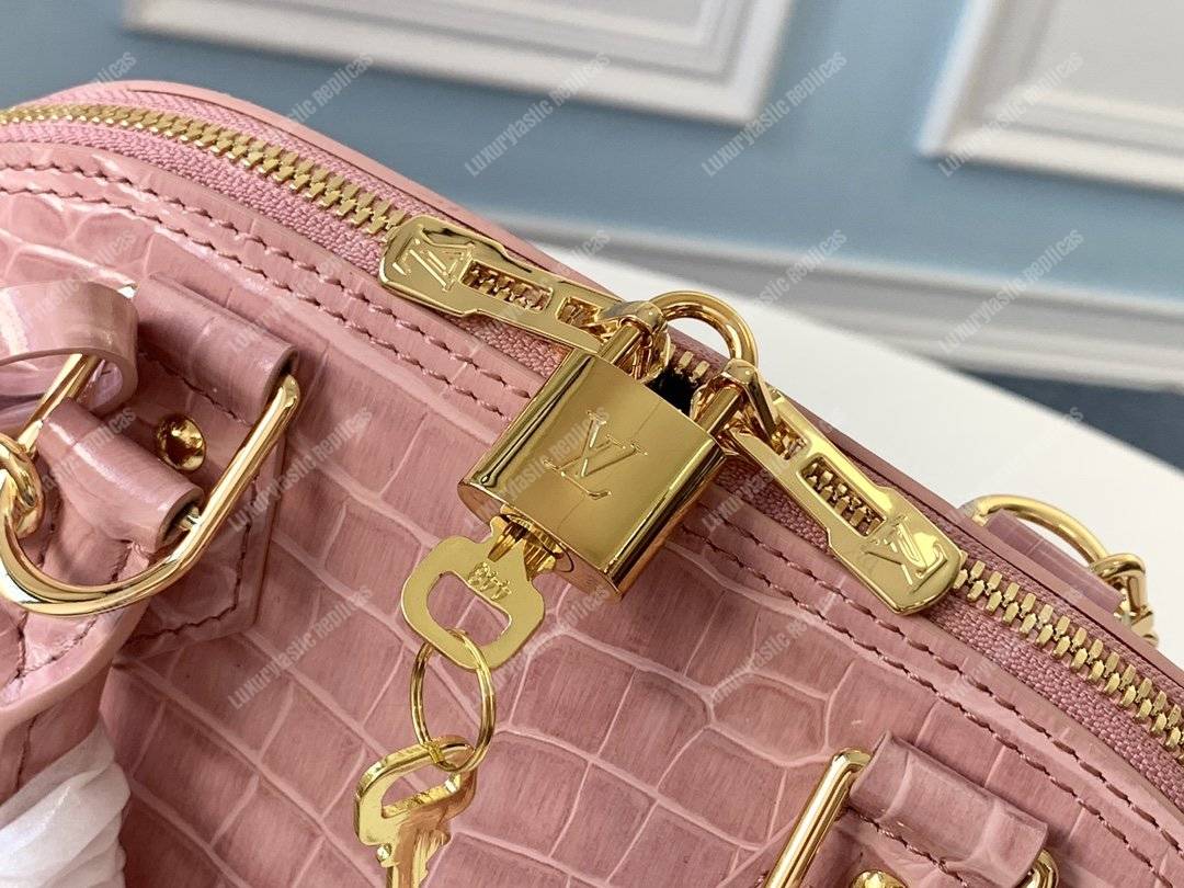 LV Alma BB Crocodilien Brillant Rose Tourmaline