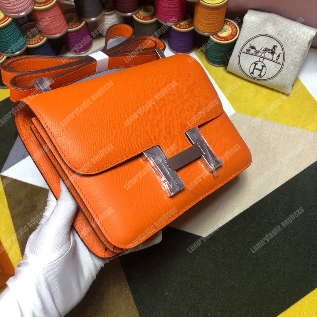 H**mes constance 24 bag epsom orange palladium-hardware