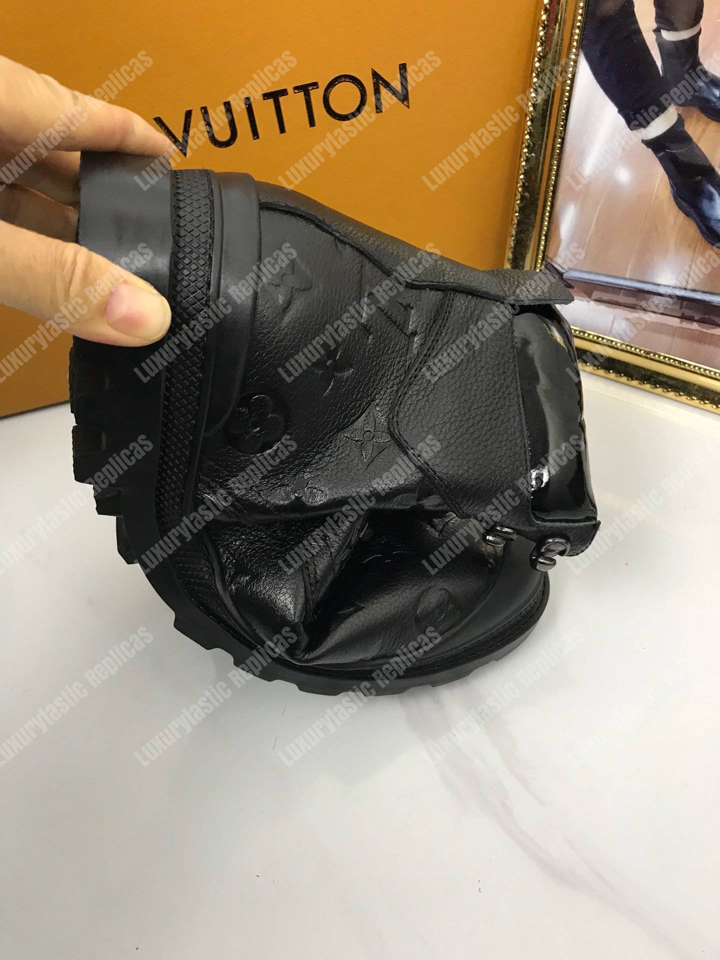 LV Leather Monogram Ankle Boots Black