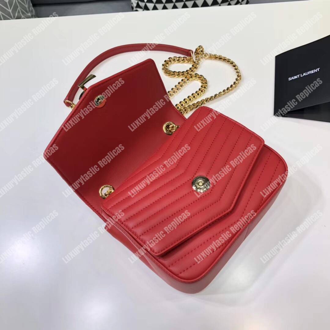 Saint Laurent Sulpice Small In Matelassé Leather Red