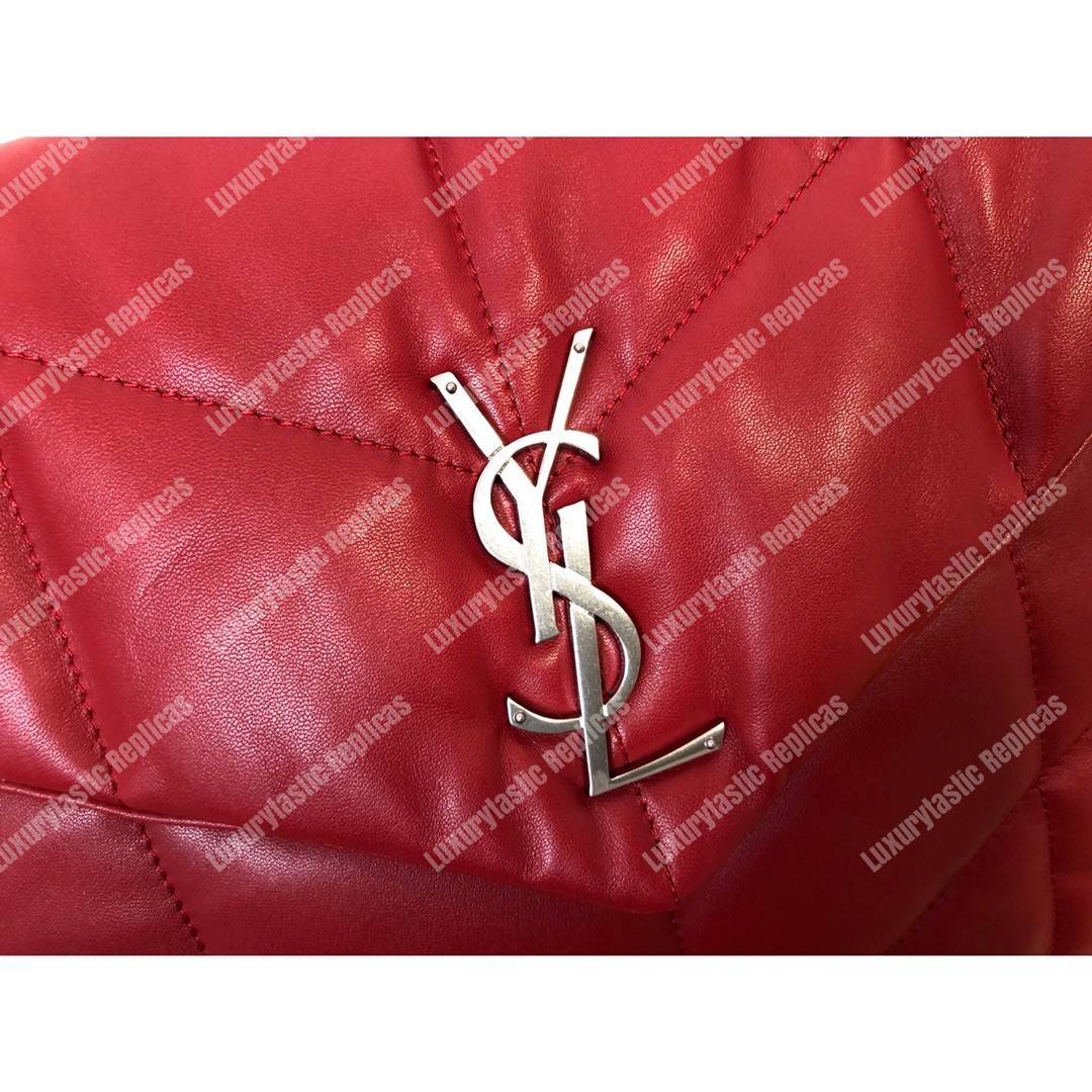 Saint Laurent Loulou Puffer Medium Bag In Quilted Lambskin Eros Red