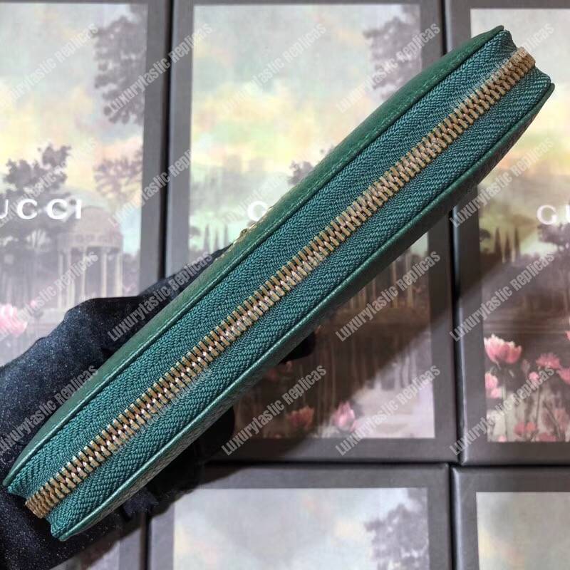 G*u*i garden leather zip around wallet green with bat