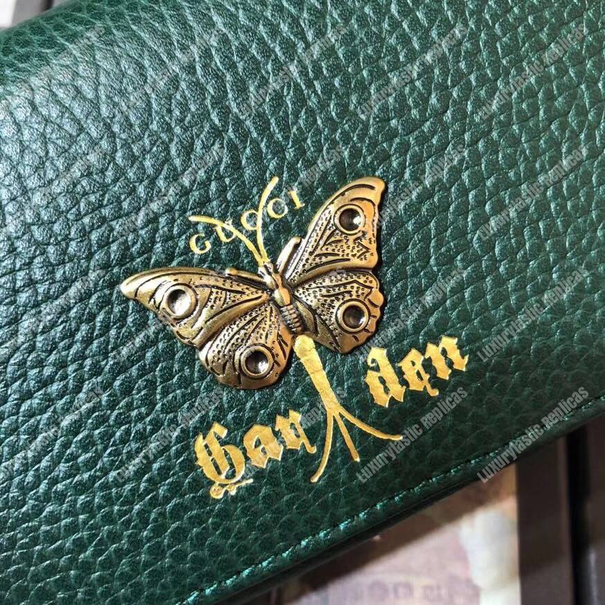 G*u*i garden leather continental wallet green with butterfly