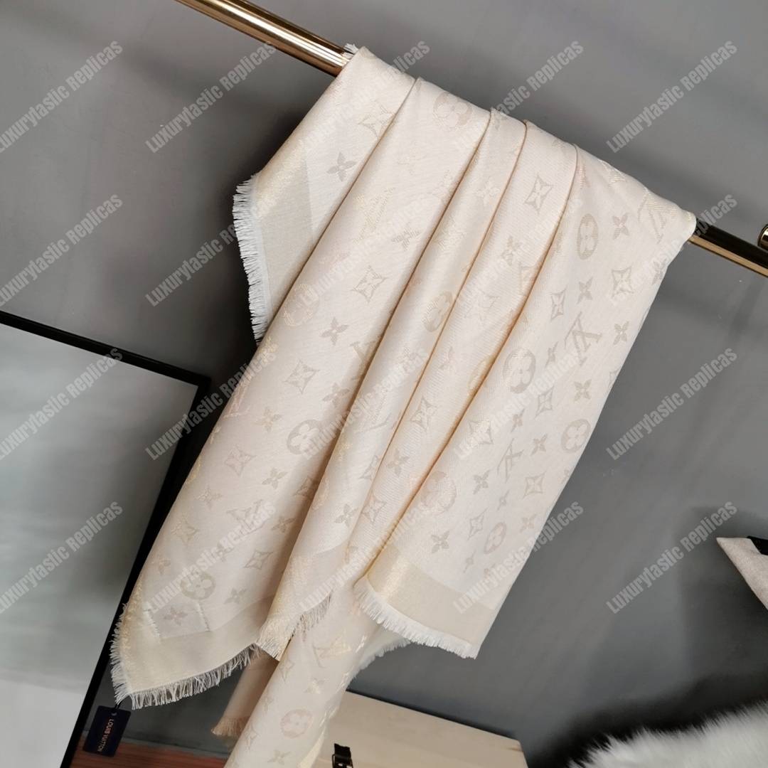 LV Monogram Shine Shawl White