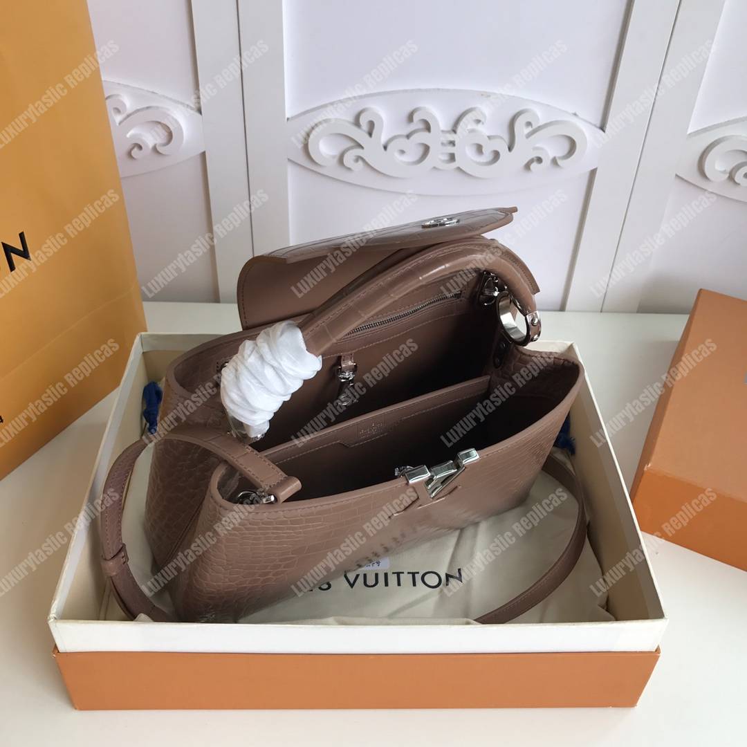 LV Capuccines PM Crocodilien Mat Taupe