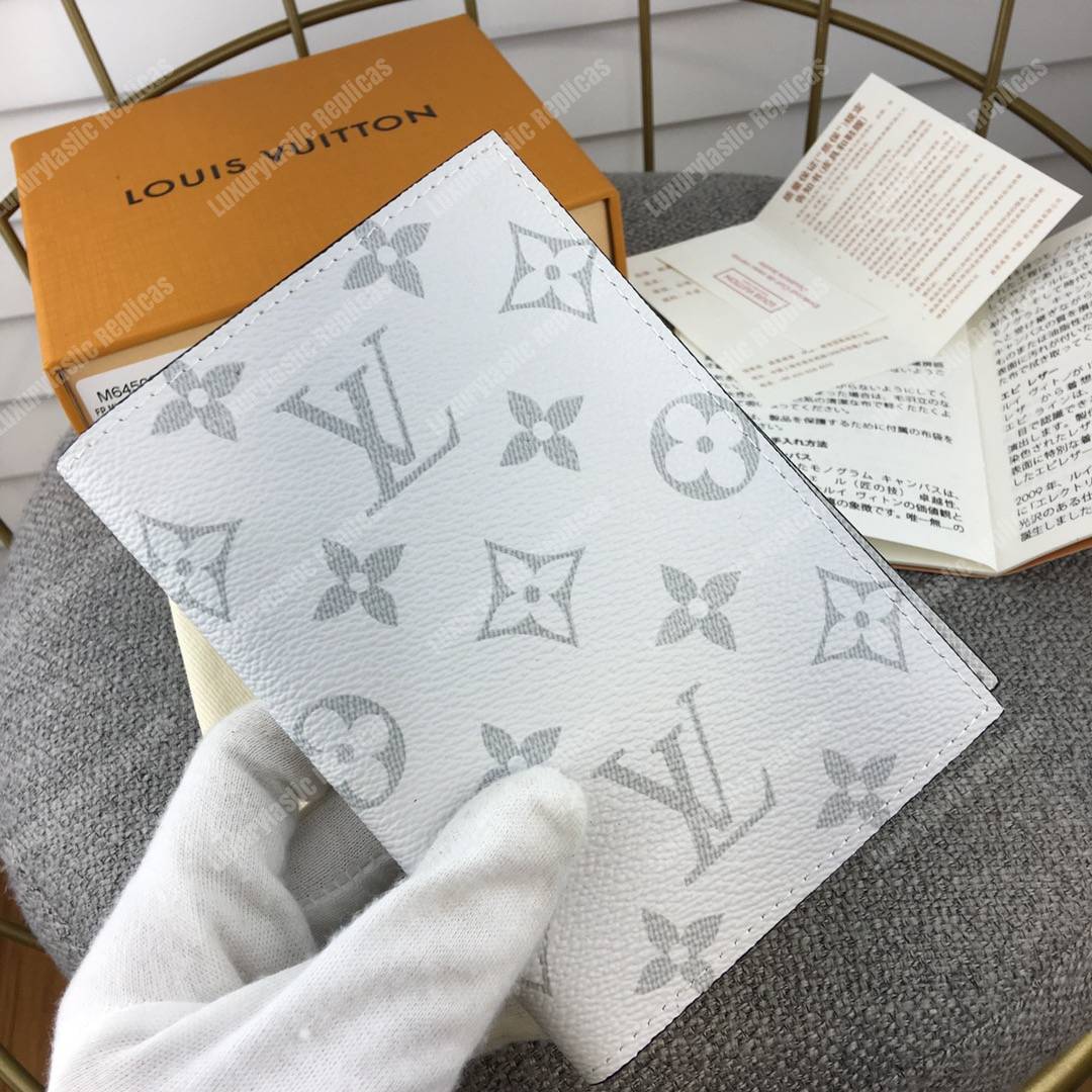 LV Passport Cover Taiga Monogram White