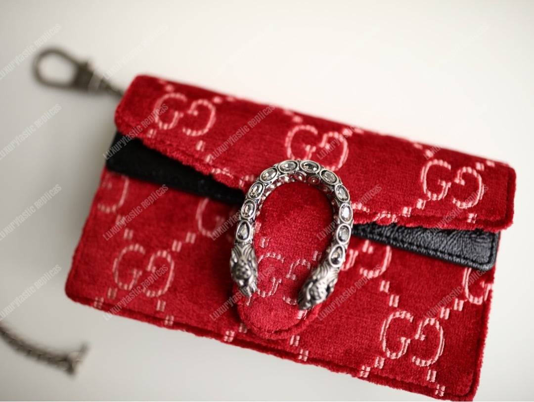G*u*i dionysus gg velvet super mini bag red