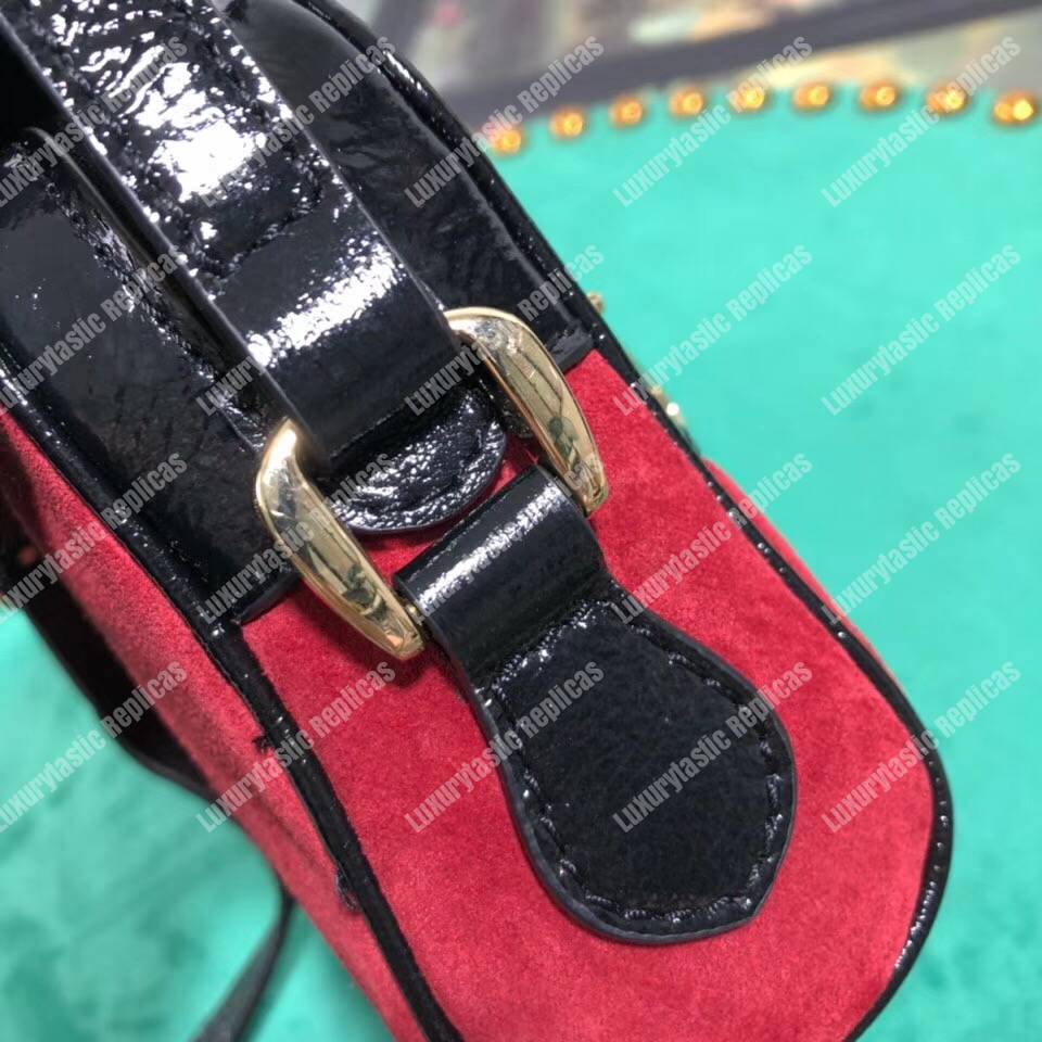 G*u*i ophidia suede mini bag red