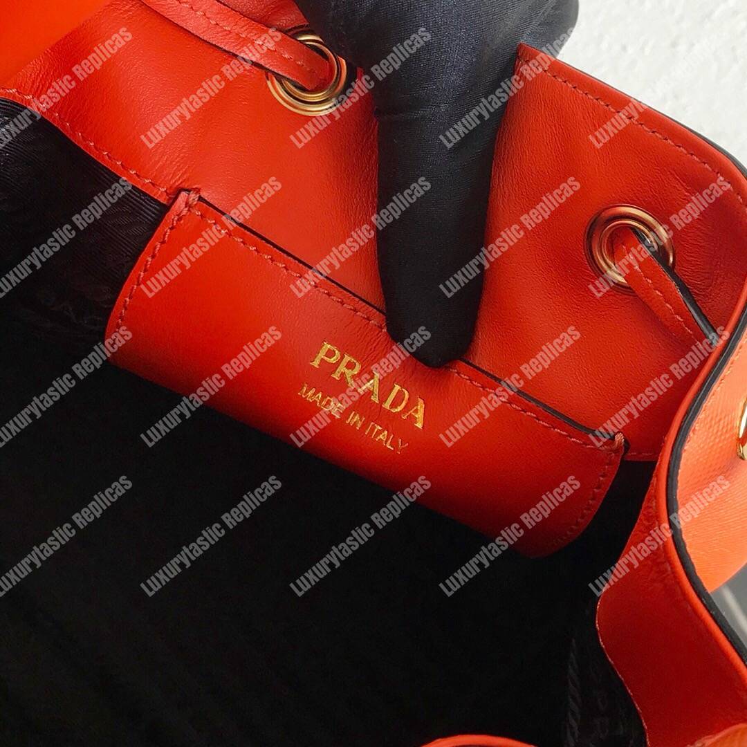 Pra*a saffiano leather bucket bag orange