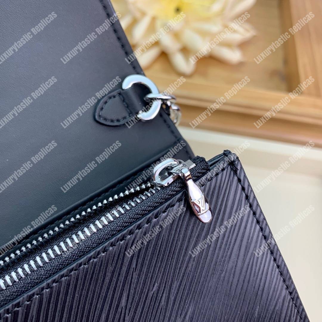 LV Twist Chain Wallet Epi Leather Monogram Noir Tan