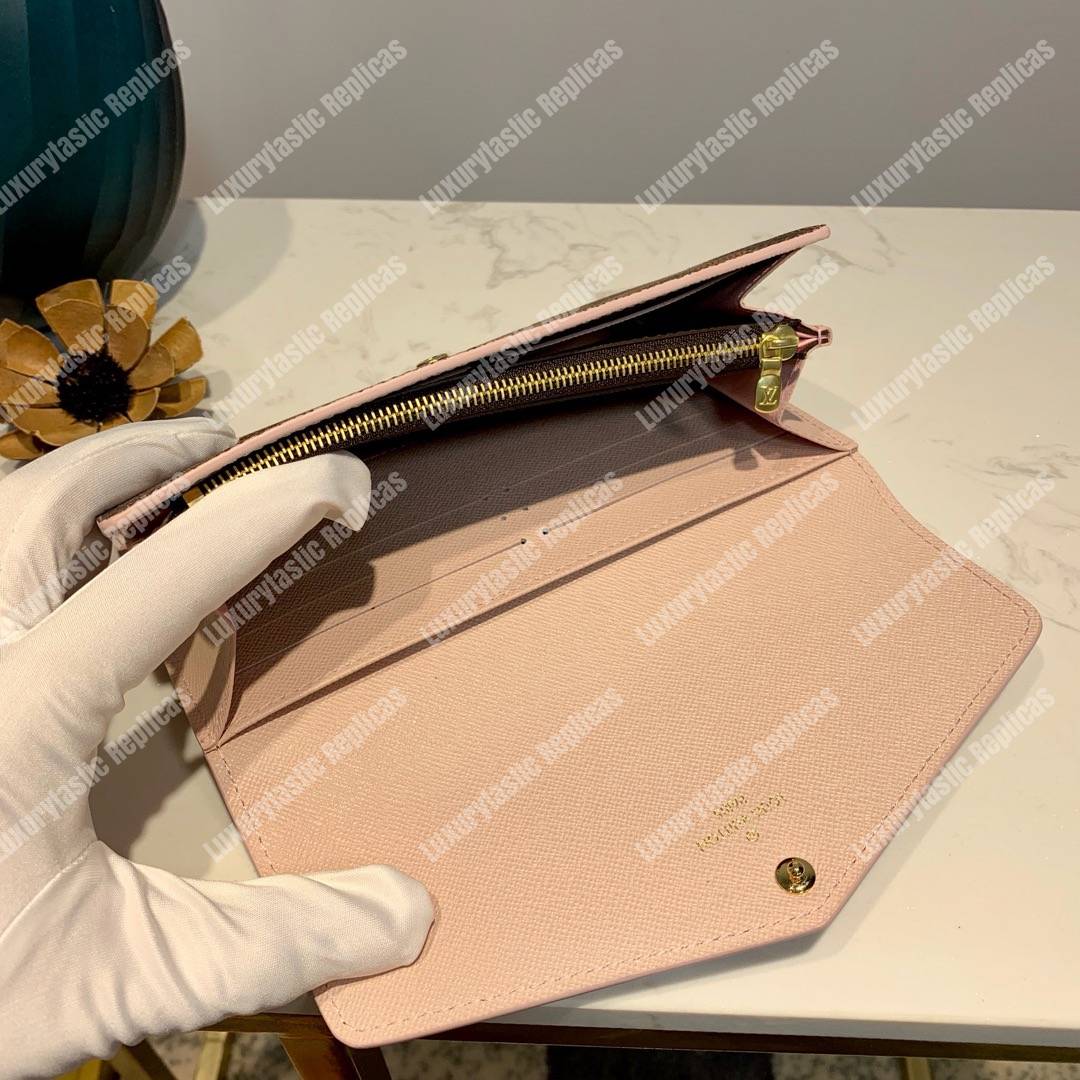 LV Sarah Wallet Damier Ebine Rose Ballerine Pink