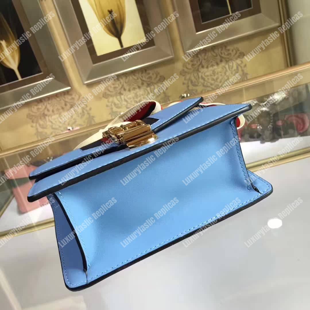 G*u*i sylvie leather mini chain bag light blue