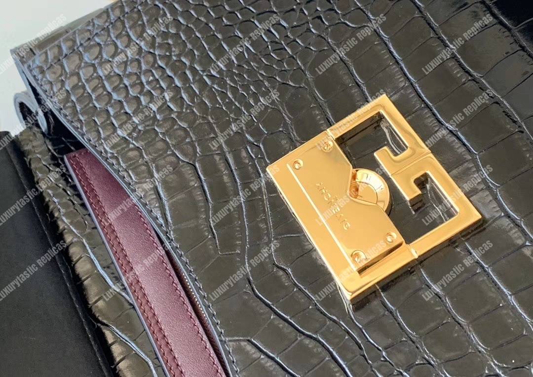 Givenchy Medium Mystic Bag In Crocodile-Effect Leather Black