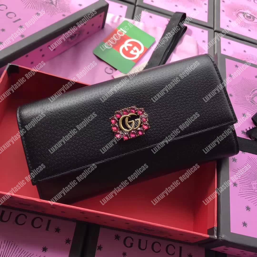 G*u*i leather continental wallet black