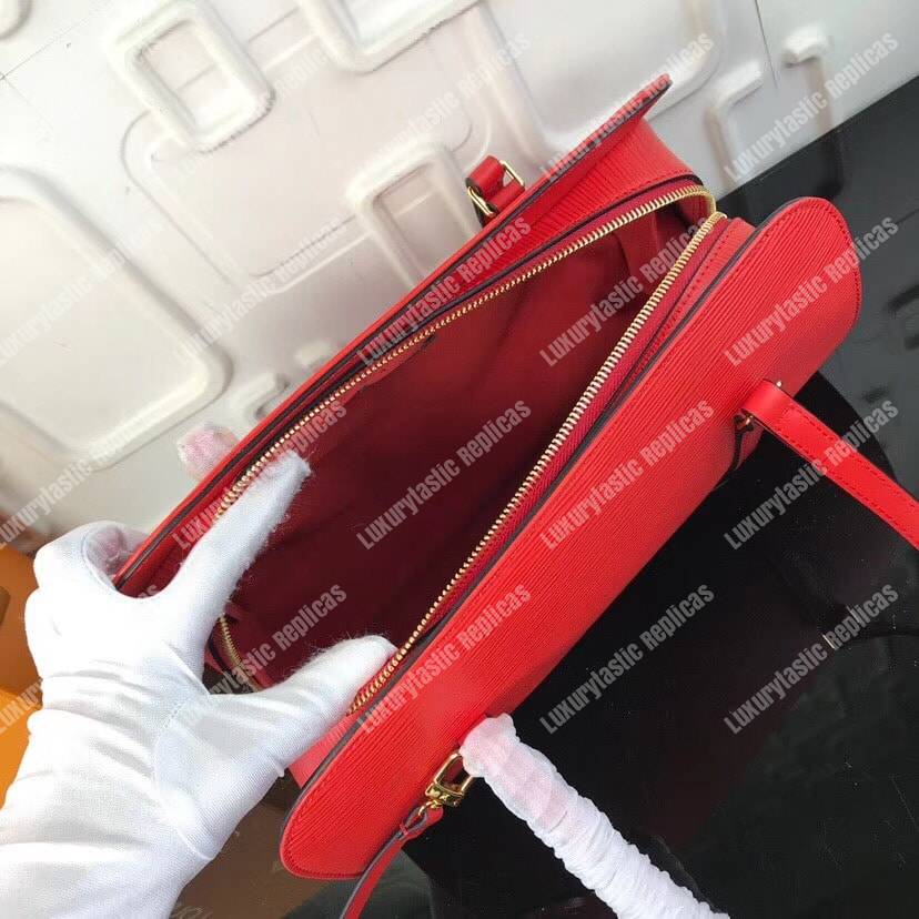 LV Soufflot Bag Black Epi Leather Red