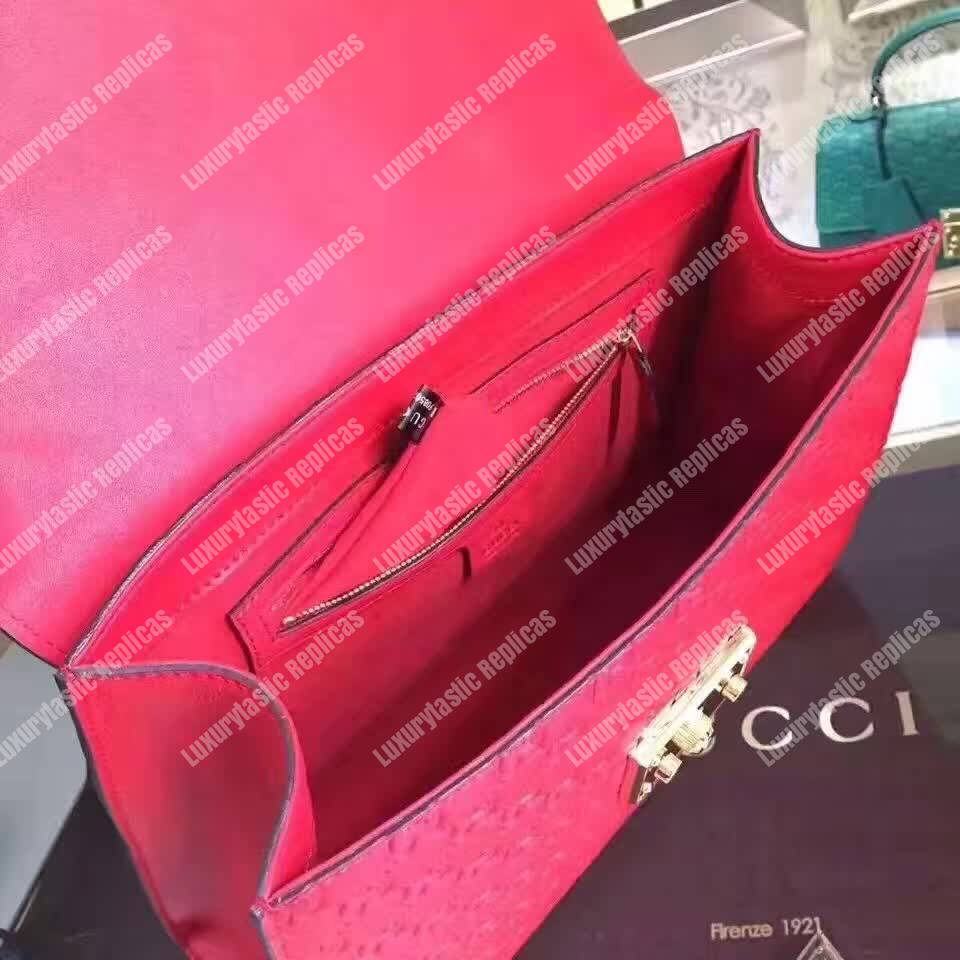 G*u*i padlock medium signature top handle bag red