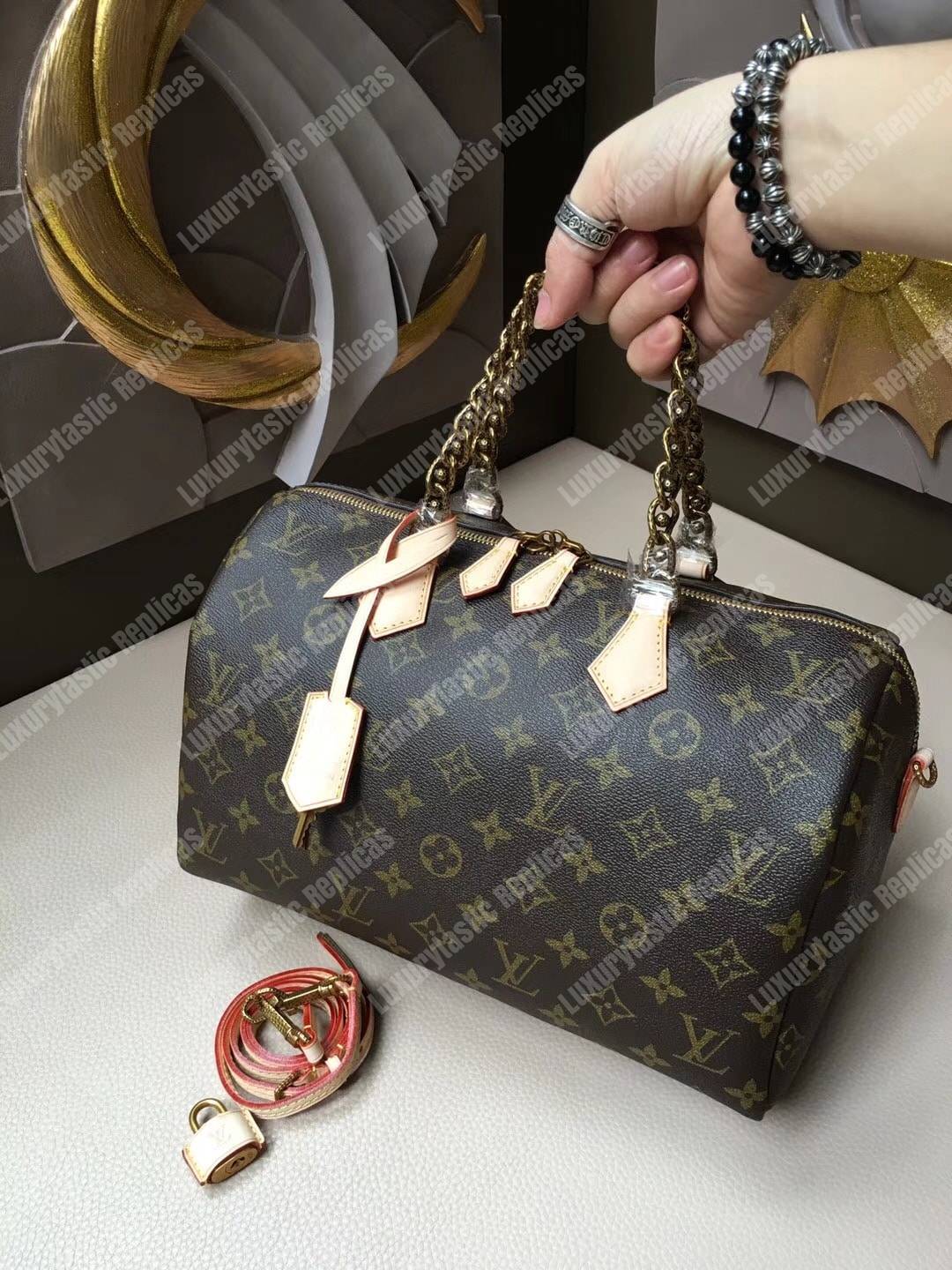 LV Speedy 30 Chain Tote Bag Monogram Canvas