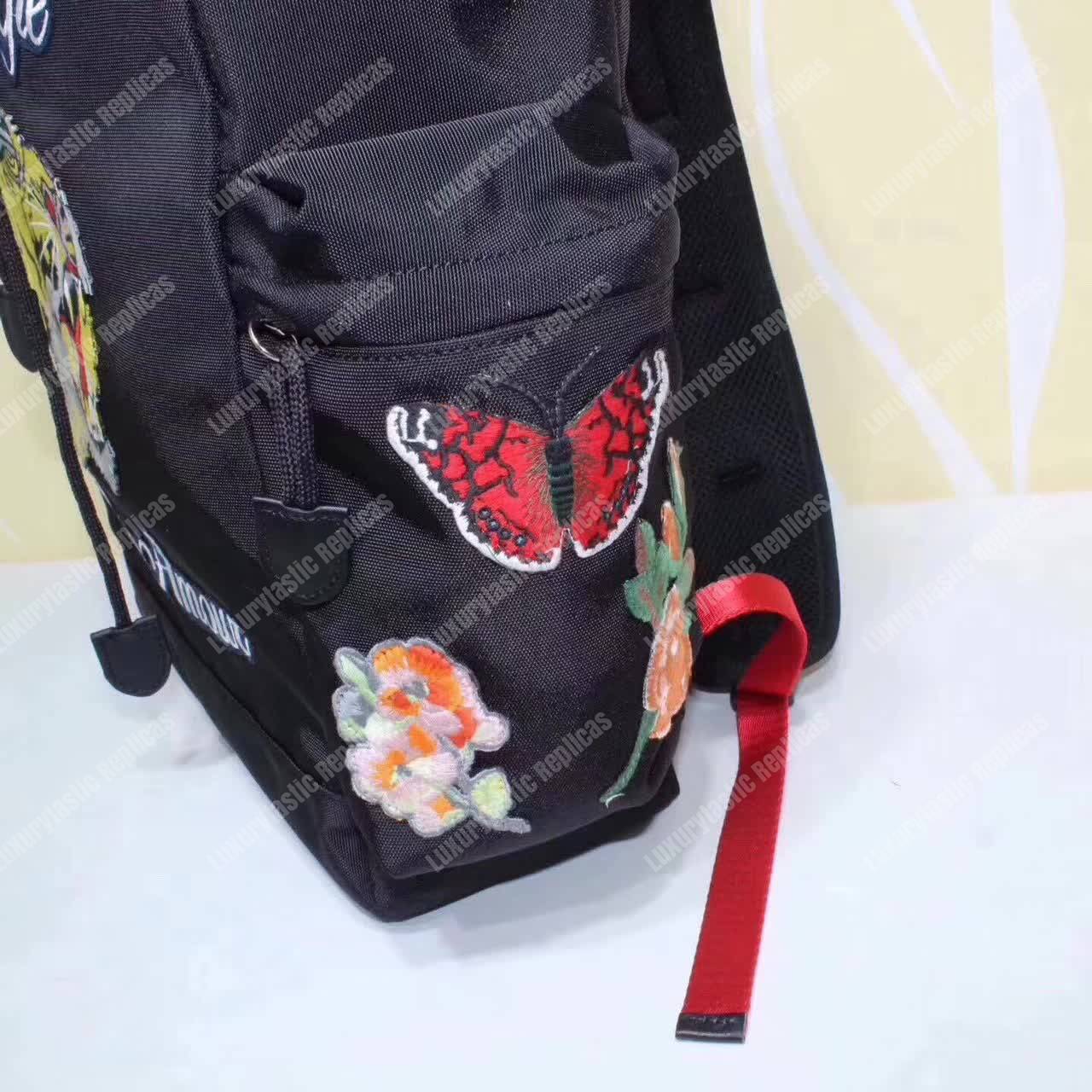 G*u*i embroidered drawstring backpack tiger black