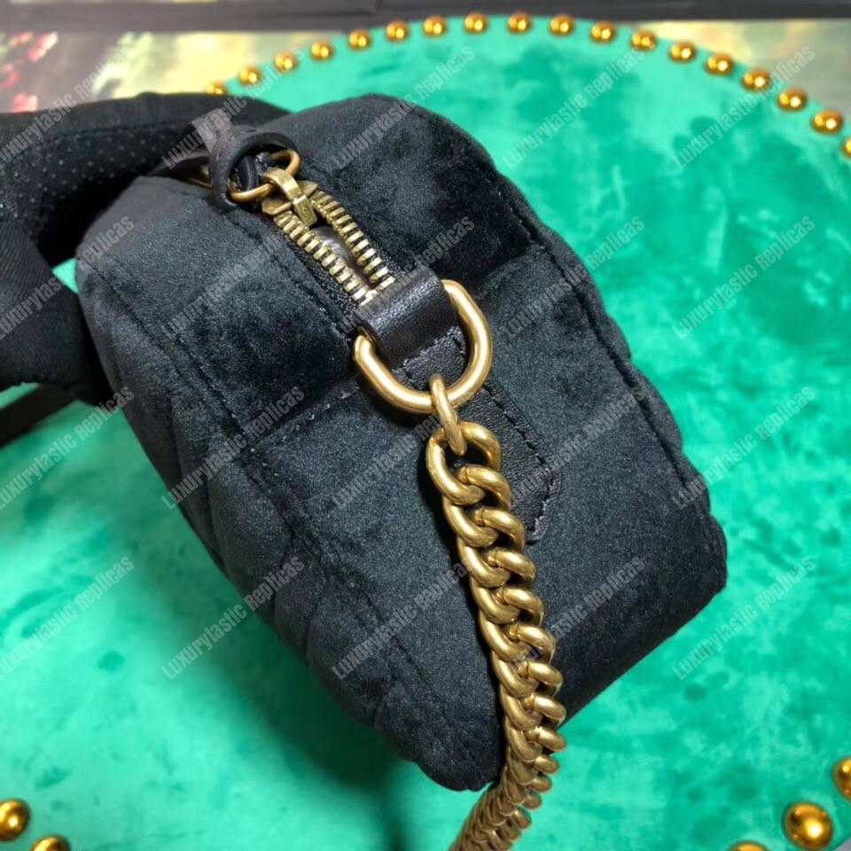 G*u*i gg marmont velvet small shoulder bag black