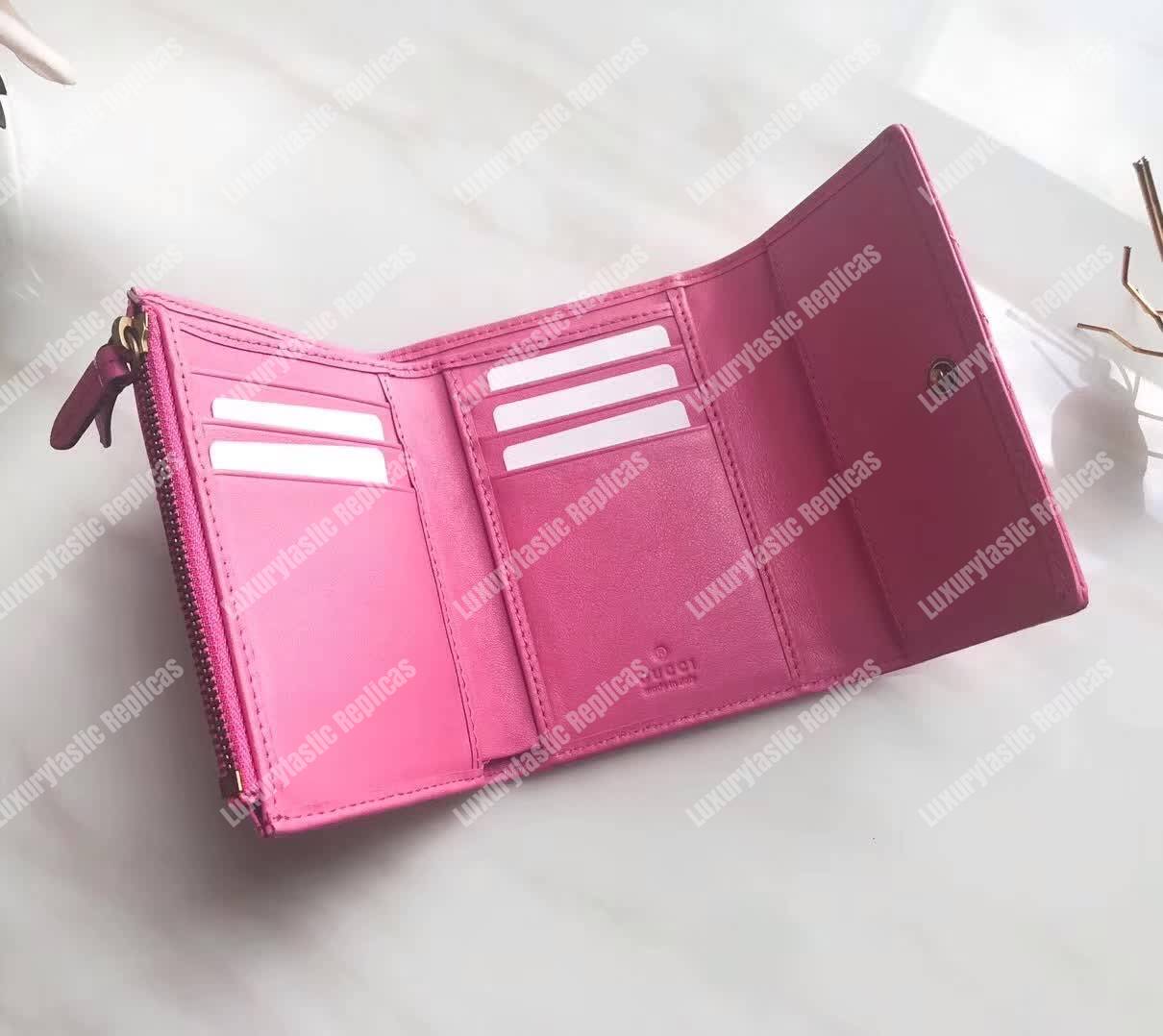 G*u*i gg marmont matelassé wallet bright pink