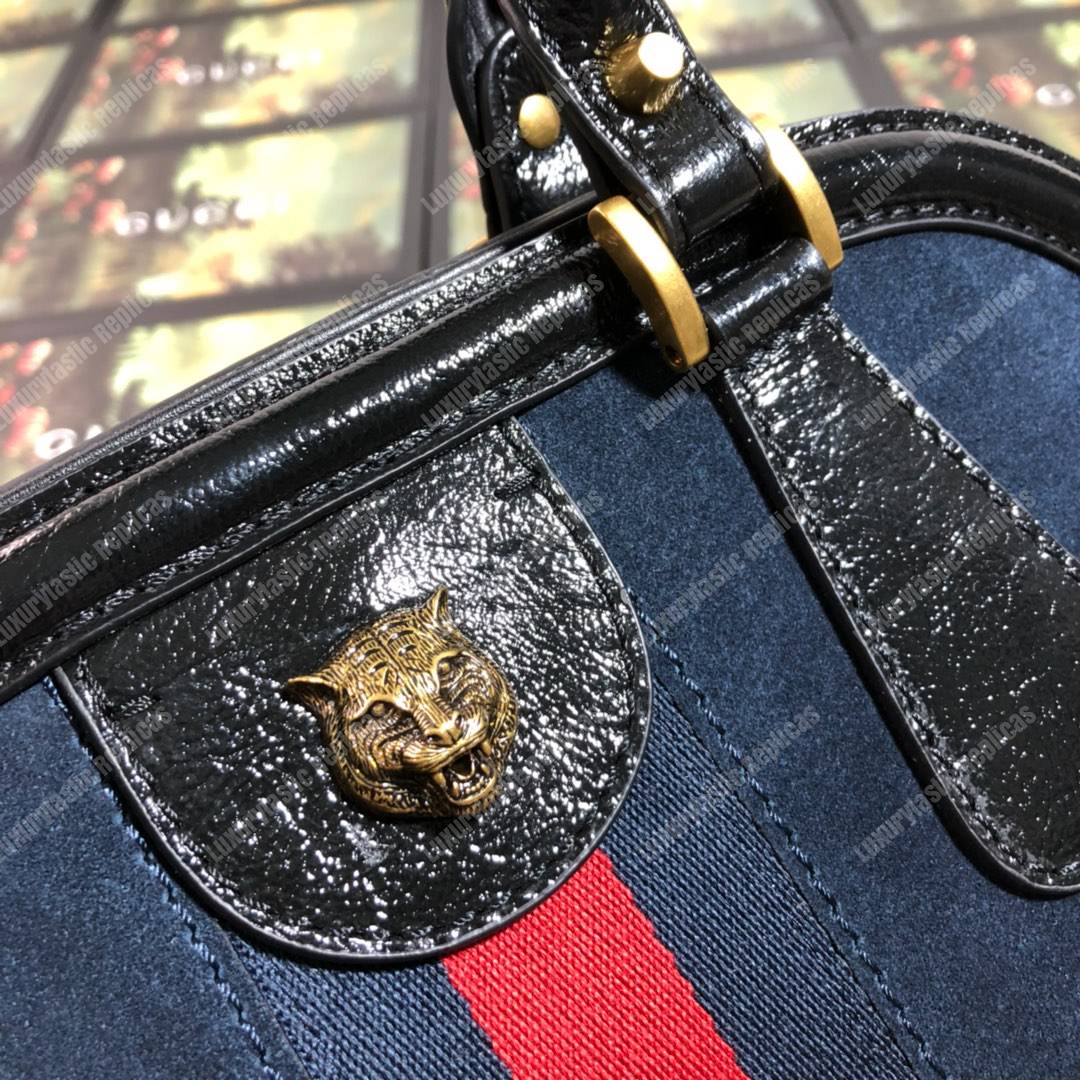 G*u*i re(belle) large top handle tote suede blue