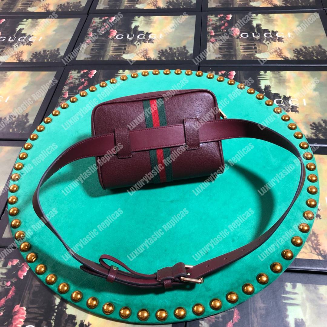 G*u*i ophidia burgundy leather small belt bag