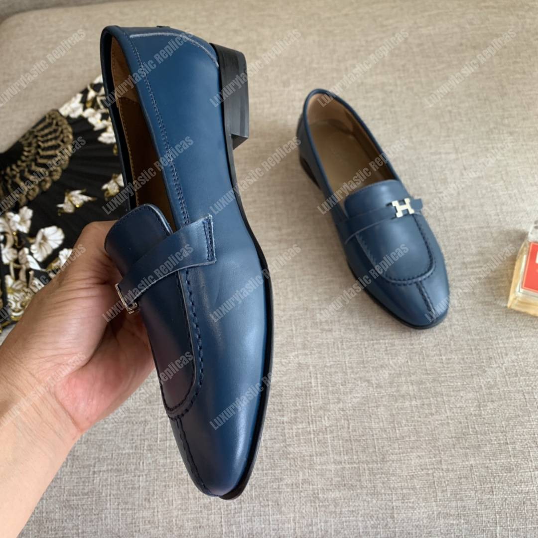H**mes h buckle loafer bleu maritime