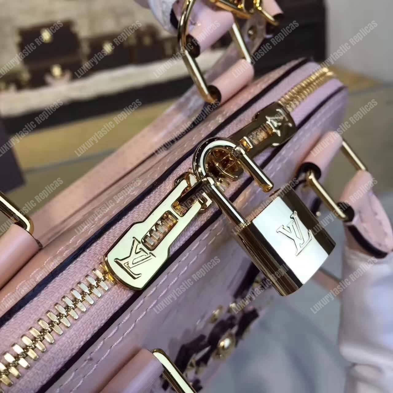 LV Alma BB Tote Bag Monogram Vernis Rose Ballerine