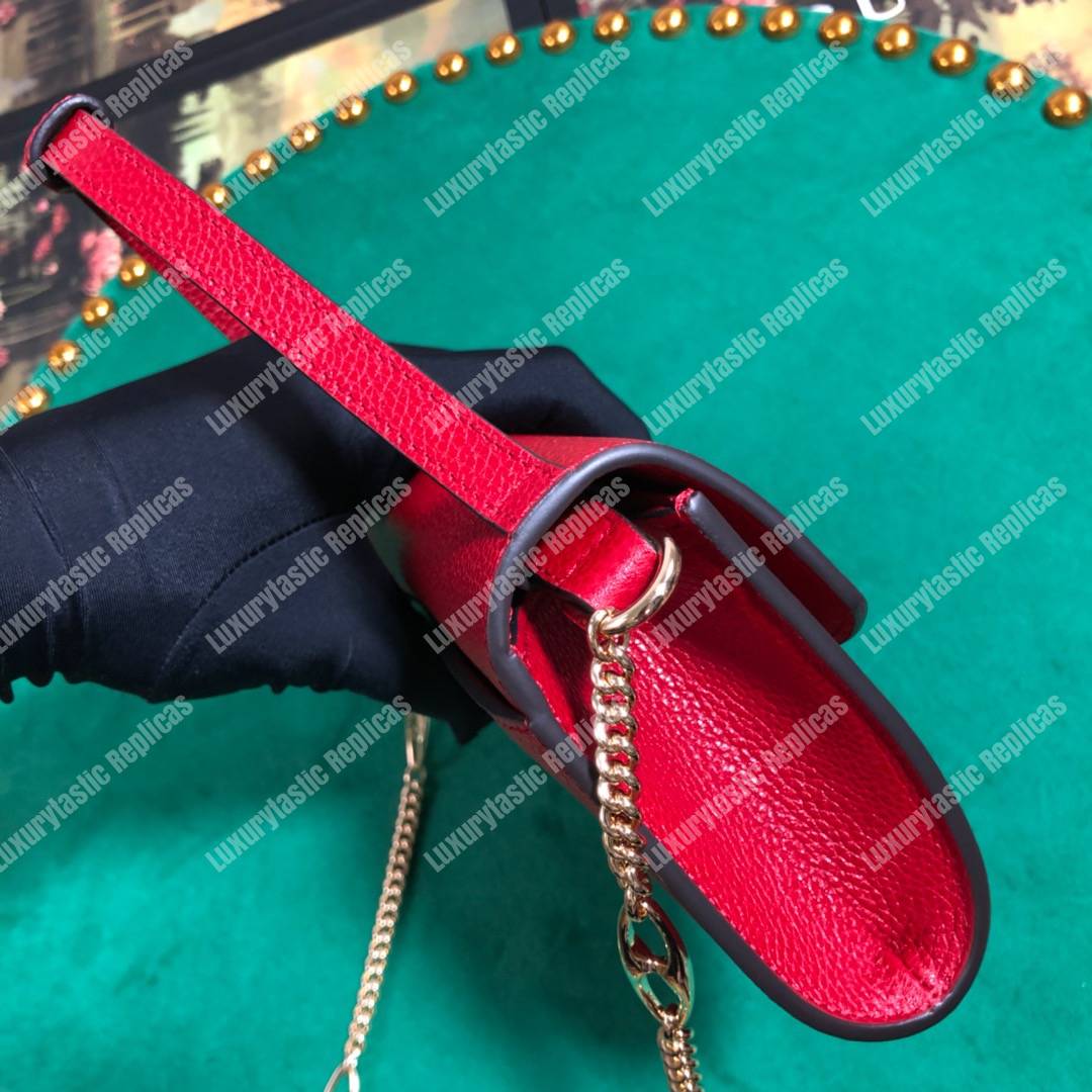 G*u*i zumi hibiscus red smooth leather mini bag