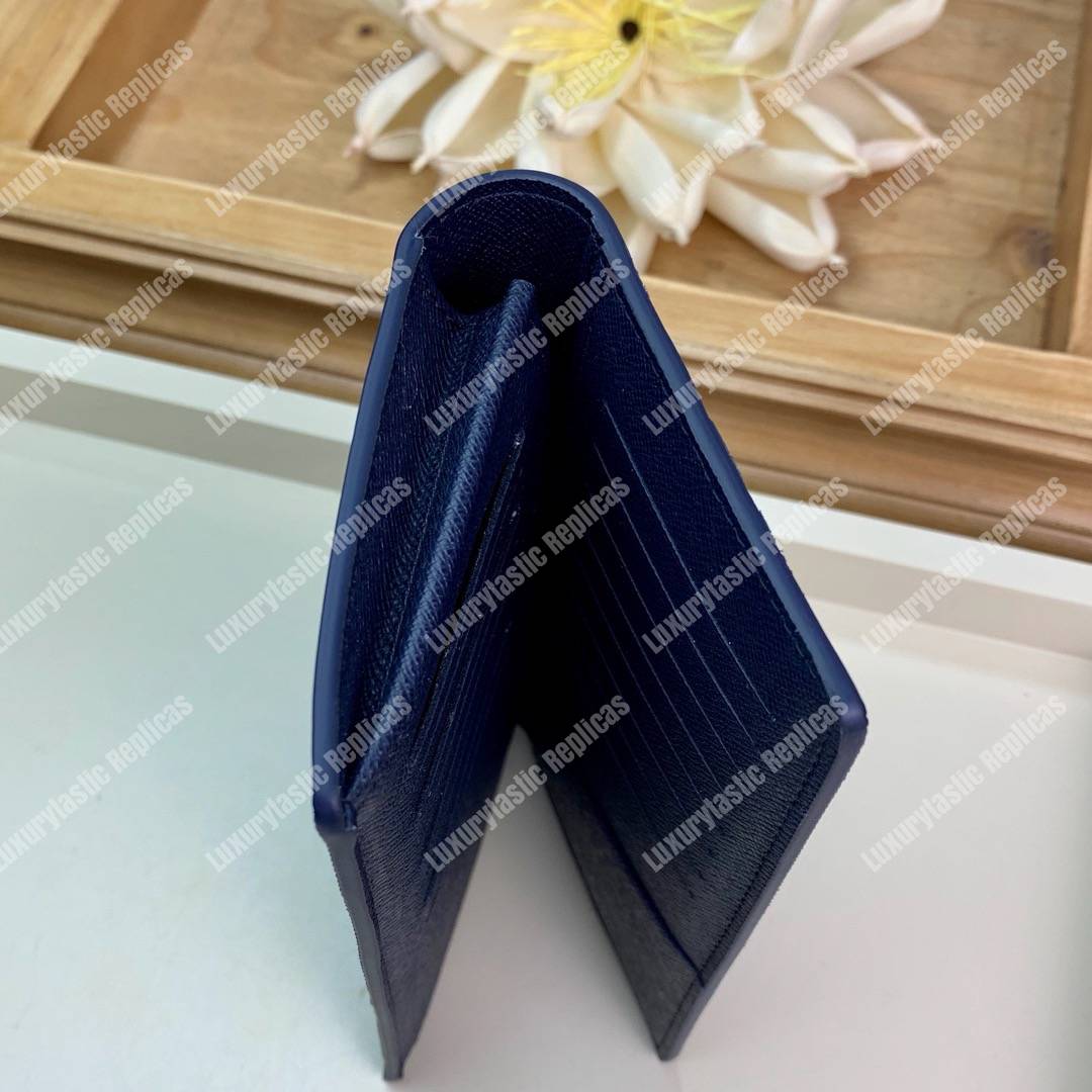LV Brazza Wallet Epi Leather Marine Bleu Initials