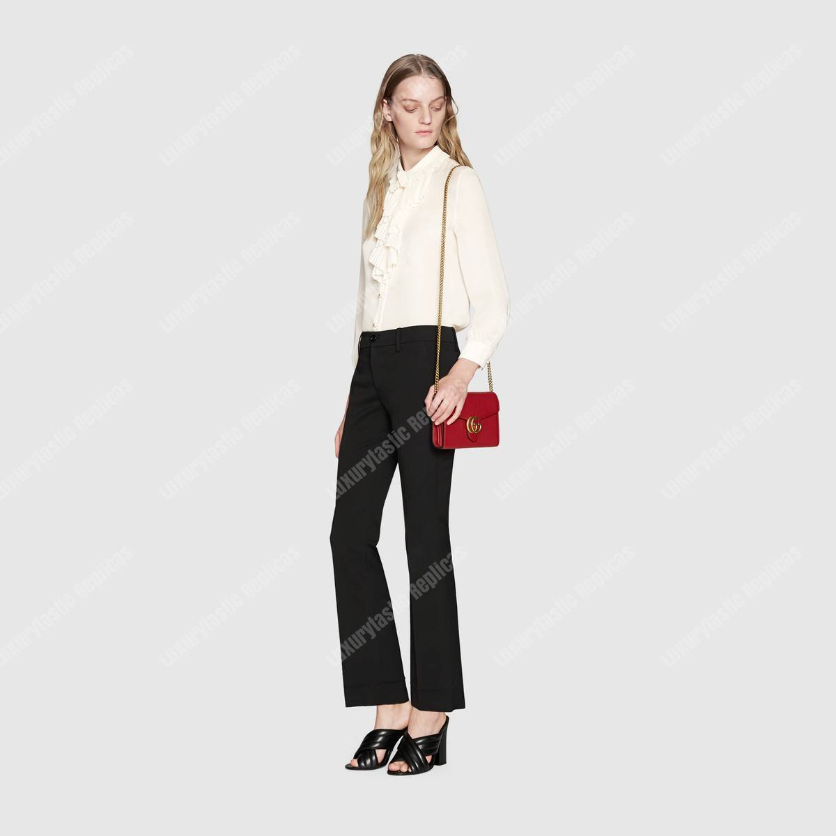 G*u*i gg marmont leather mini chain bag red