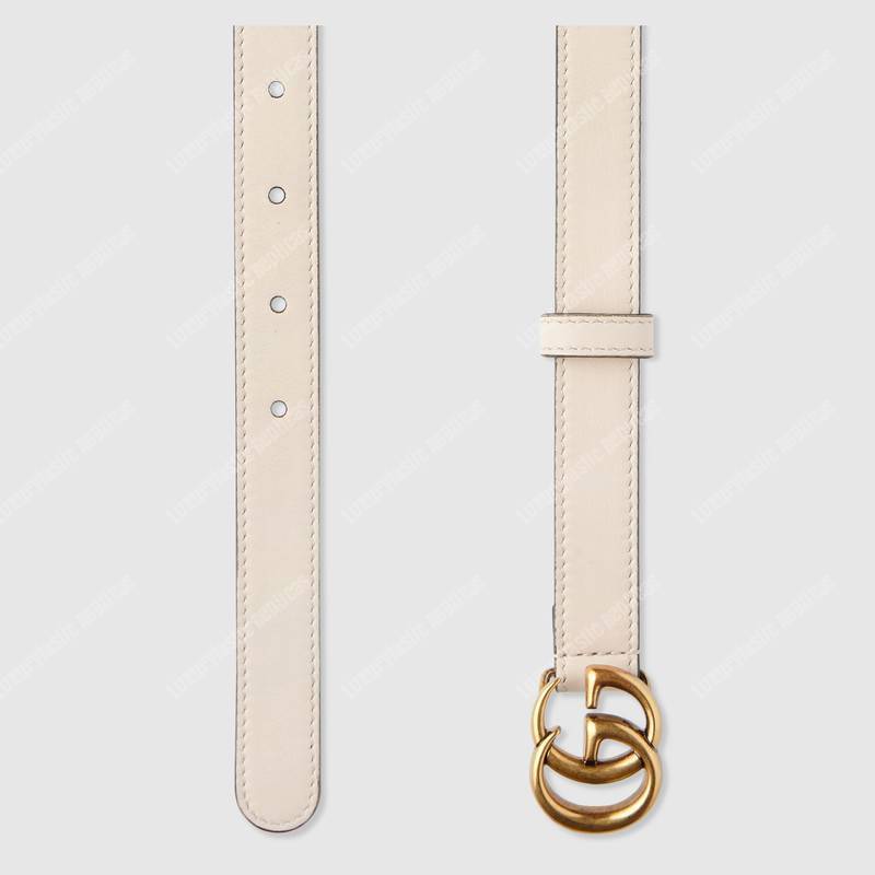 Leather belt with Double G buckle
