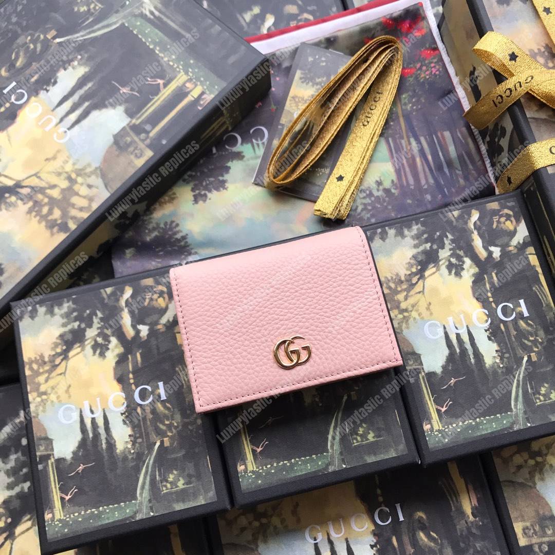 G*u*i leather card case wallet light pink