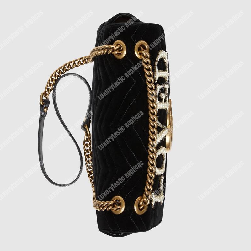 G*u*i gg marmont medium velvet bag loved black