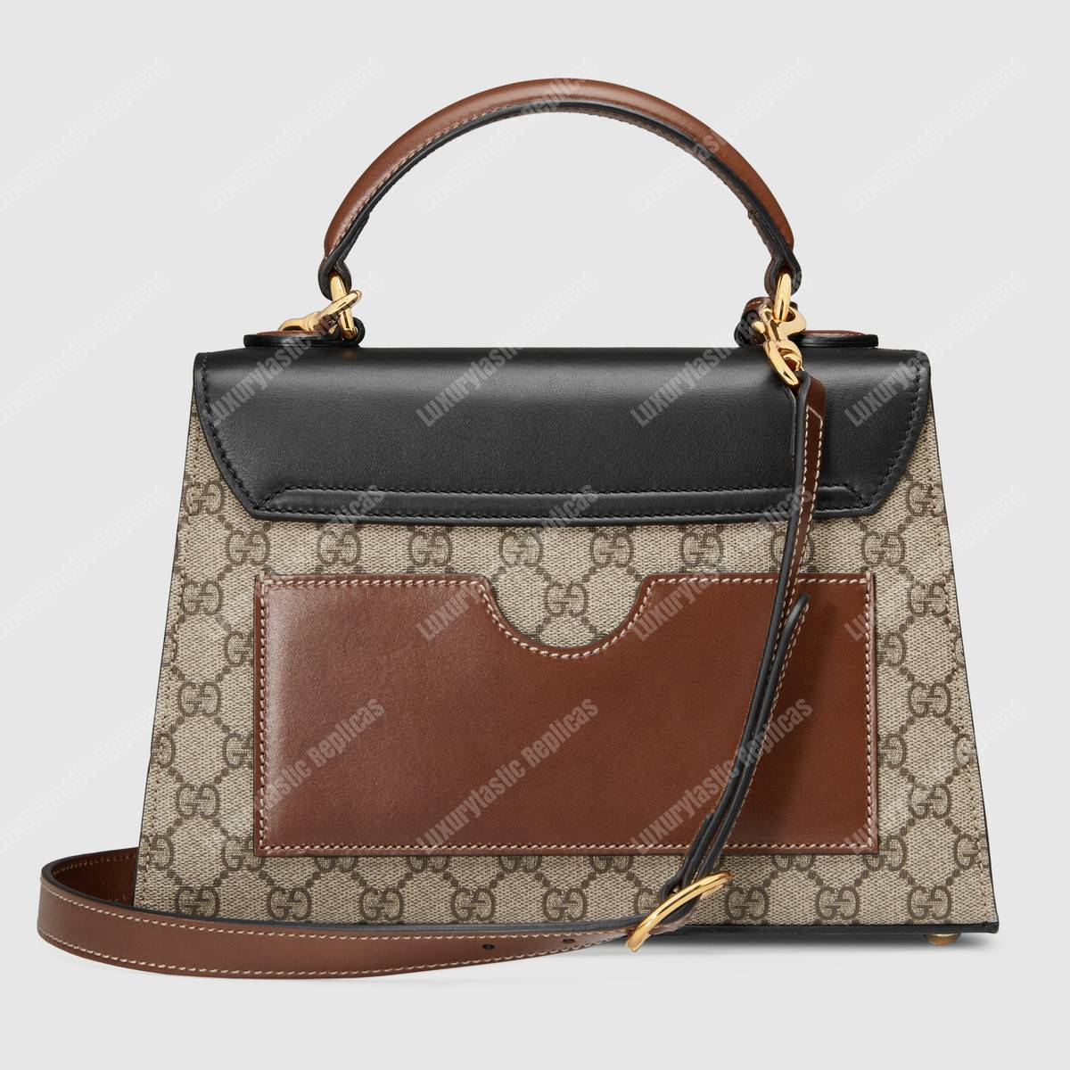 G*u*i padlock small gg top handle bag beige/ebony