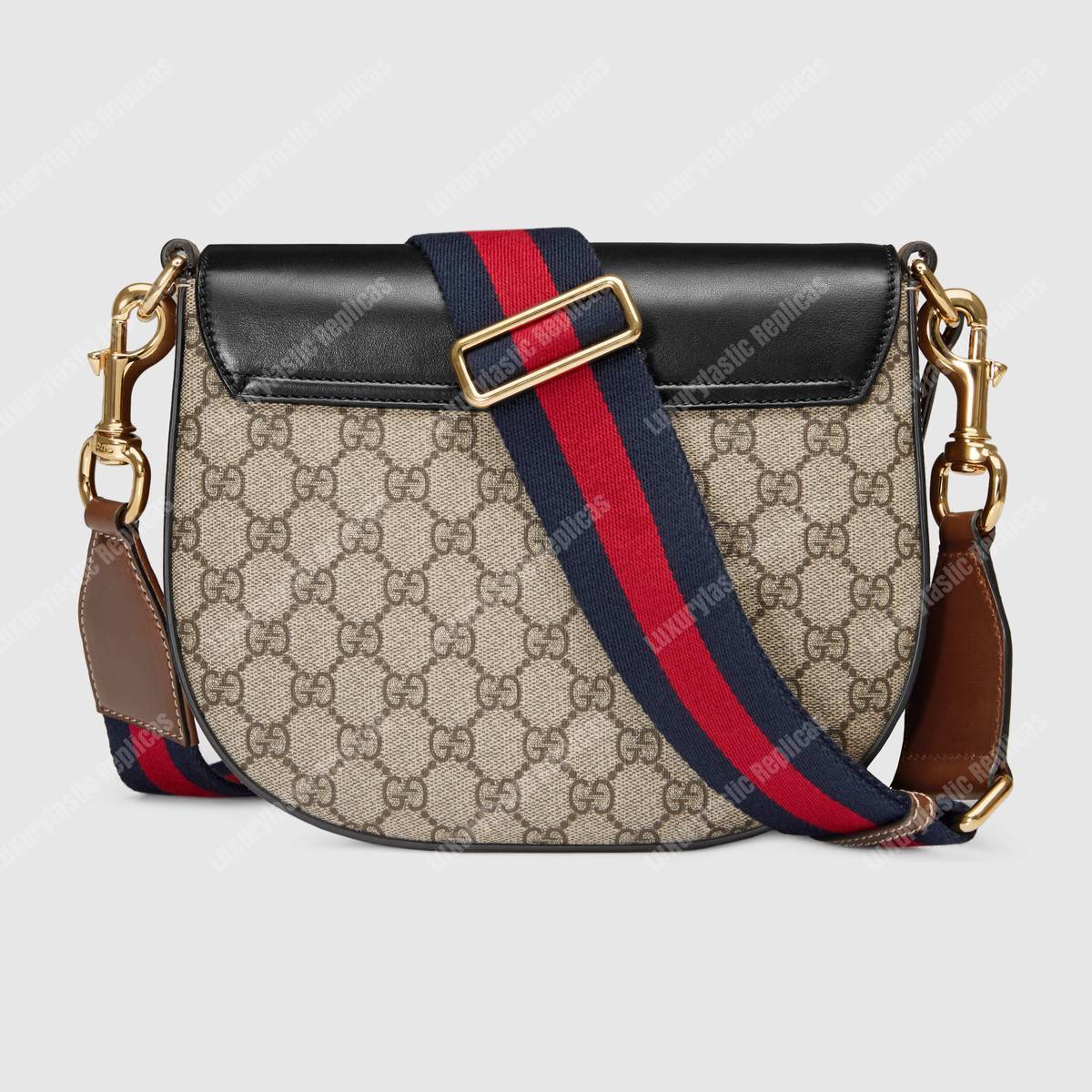 G*u*i padlock medium gg shoulder bag beige/ebony black