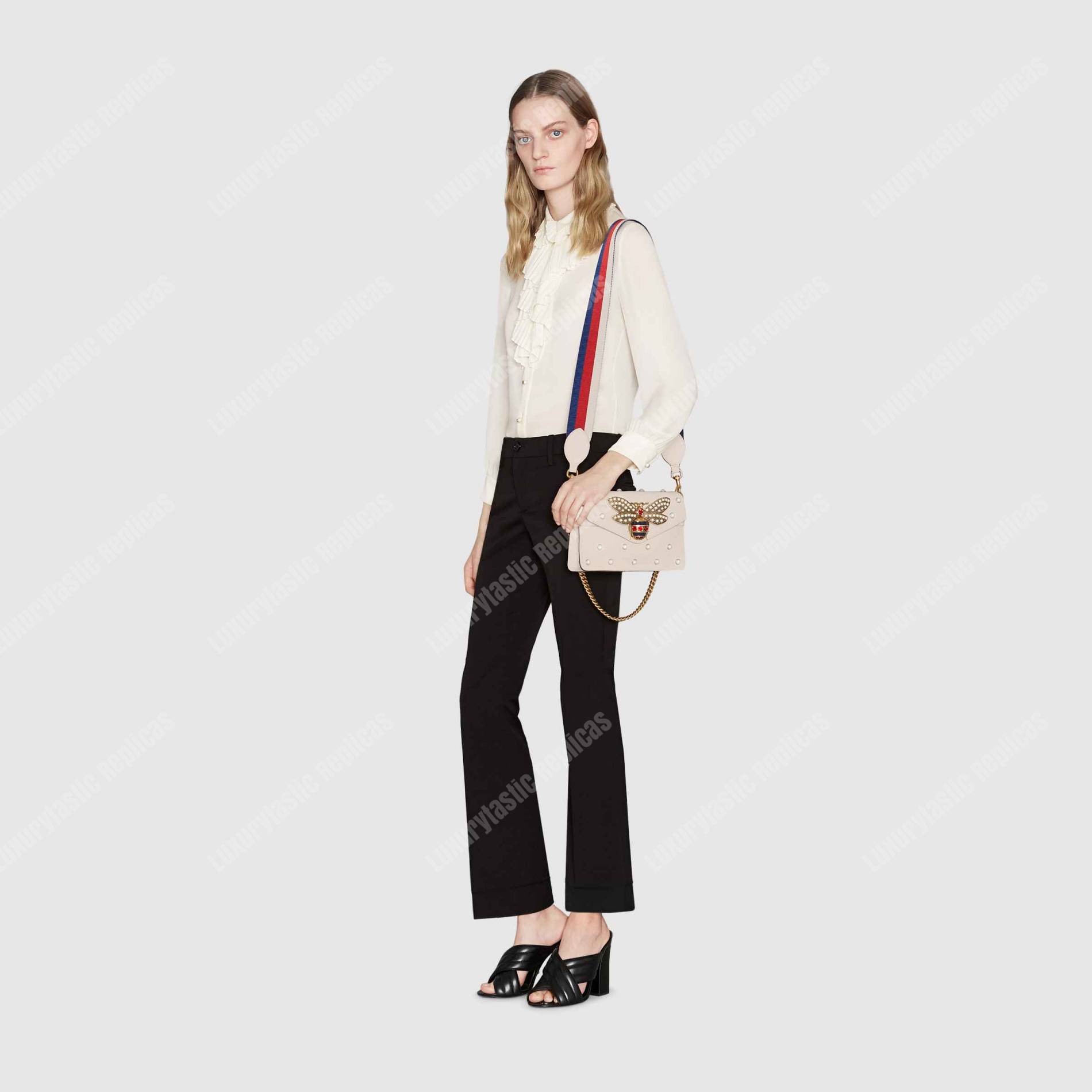 G*u*i broadway leather mini bag white