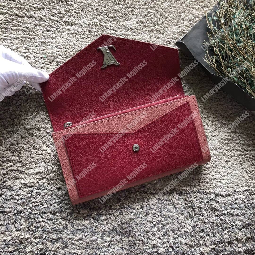 LV MyLockMe Wallet Rose Boudoir Lie de Vin